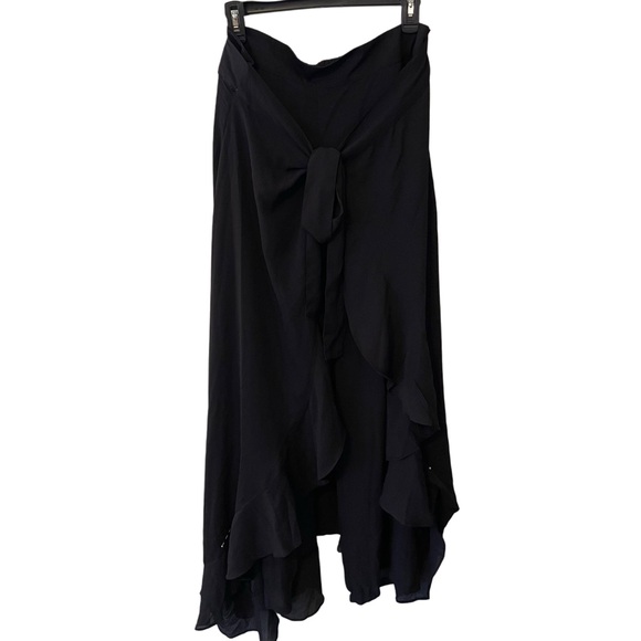 NWT Reborn Black Midi Pants with asymmetrical skirt wrap tie front - Picture 1 of 8